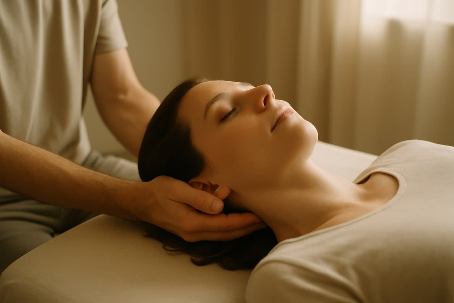 A calm craniosacral session